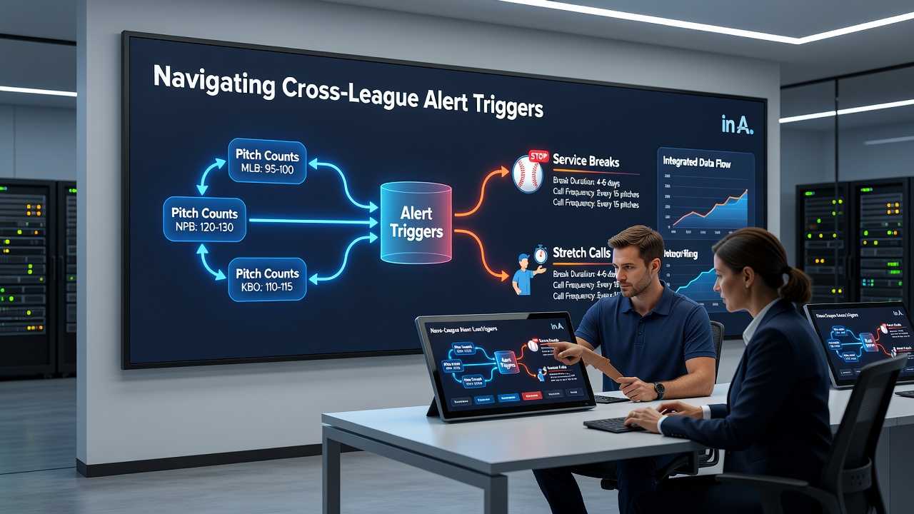 Dashboard view showing linked metrics from baseball, tennis, and basketball events feeding into a single reward crossover notification on a smartphone screen