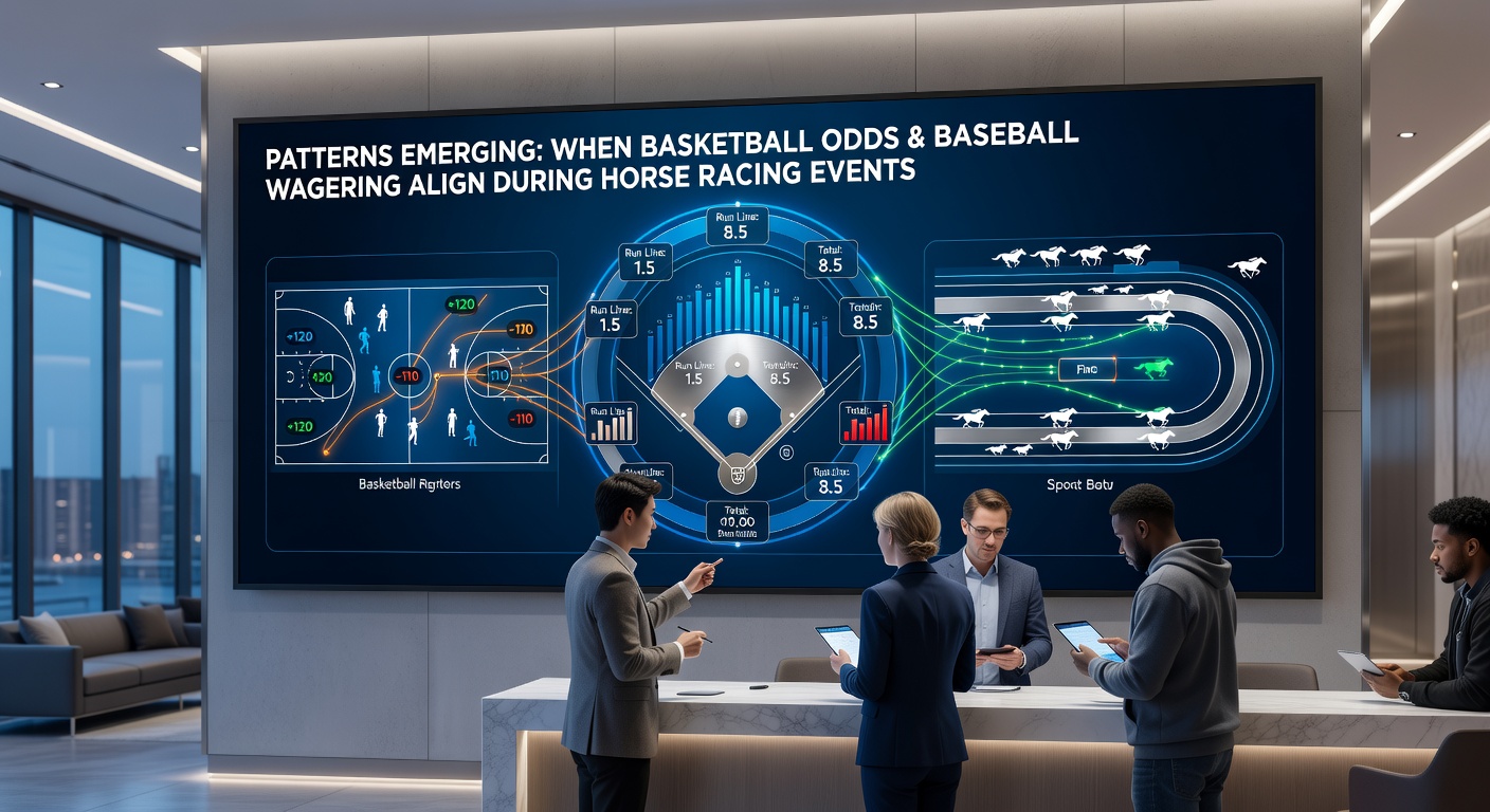 Detailed view of casino sportsbook terminals showing real-time basketball player props, baseball run lines, and horse racing pari-mutuel pools updating simultaneously