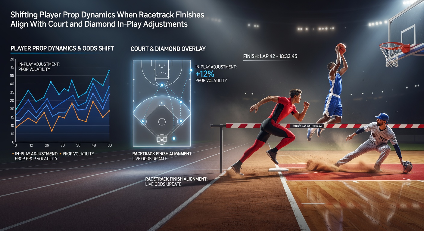 Live dashboard displaying adjusted basketball and baseball player props triggered by racetrack finish data in an integrated casino app