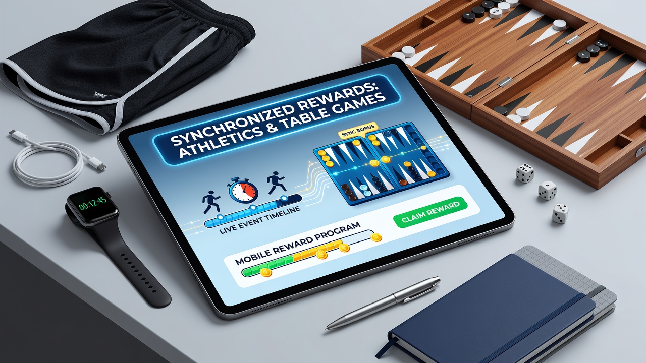 Mobile app interface displaying synchronized athletic timelines and table game reward triggers