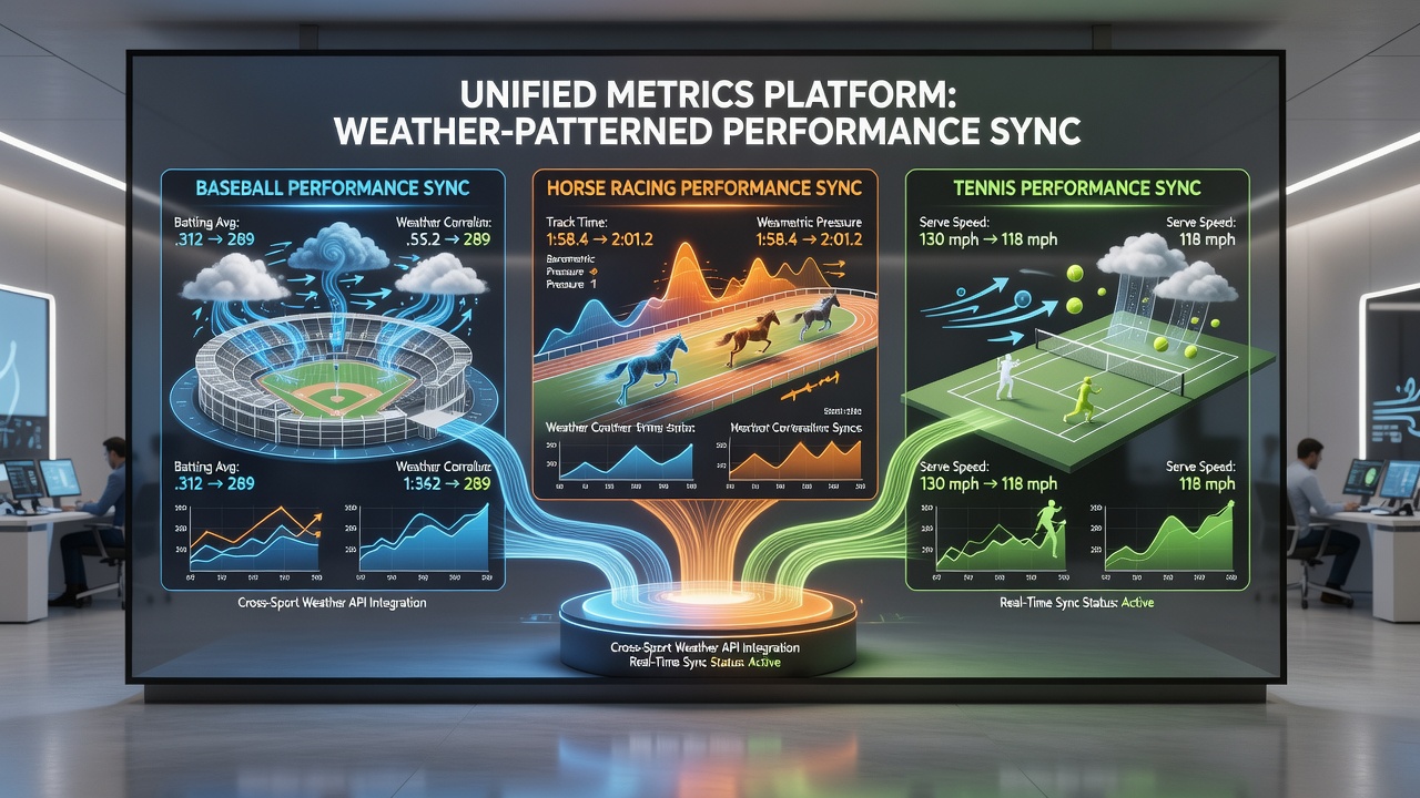 Dashboard view showing weather overlays aligned with horse racing times and tennis match statistics